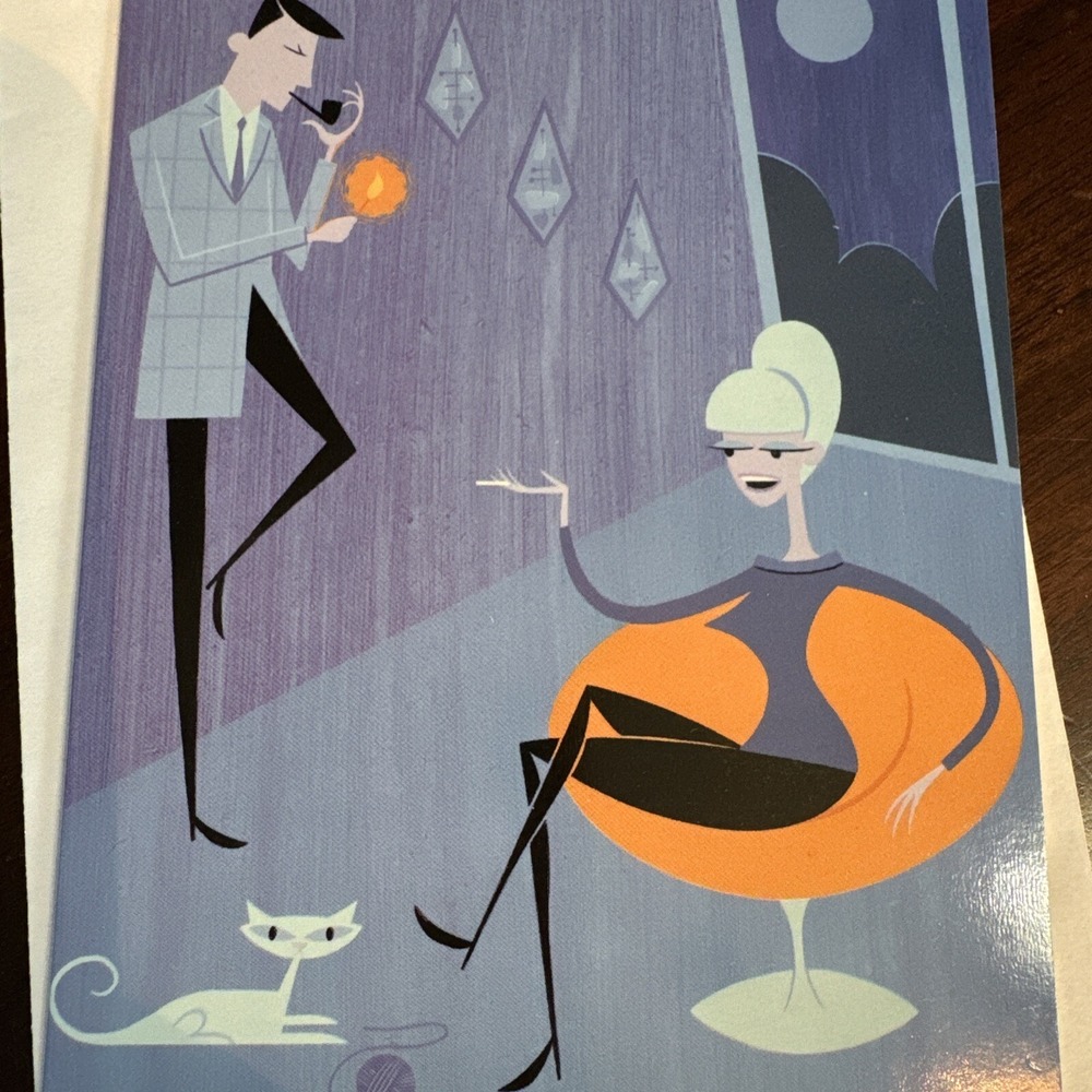 Valentines Day Greeting Card SHAG Josh Agle MCM Retro Art Purple‎ Mad Men Blonde